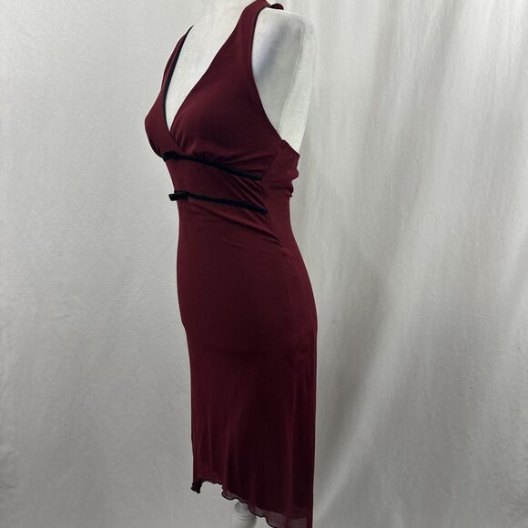Speechless Y2K Red Halter Asymmetrical Bow Midi Dress Womens S Dark Whimsical - Picture 7 of 12